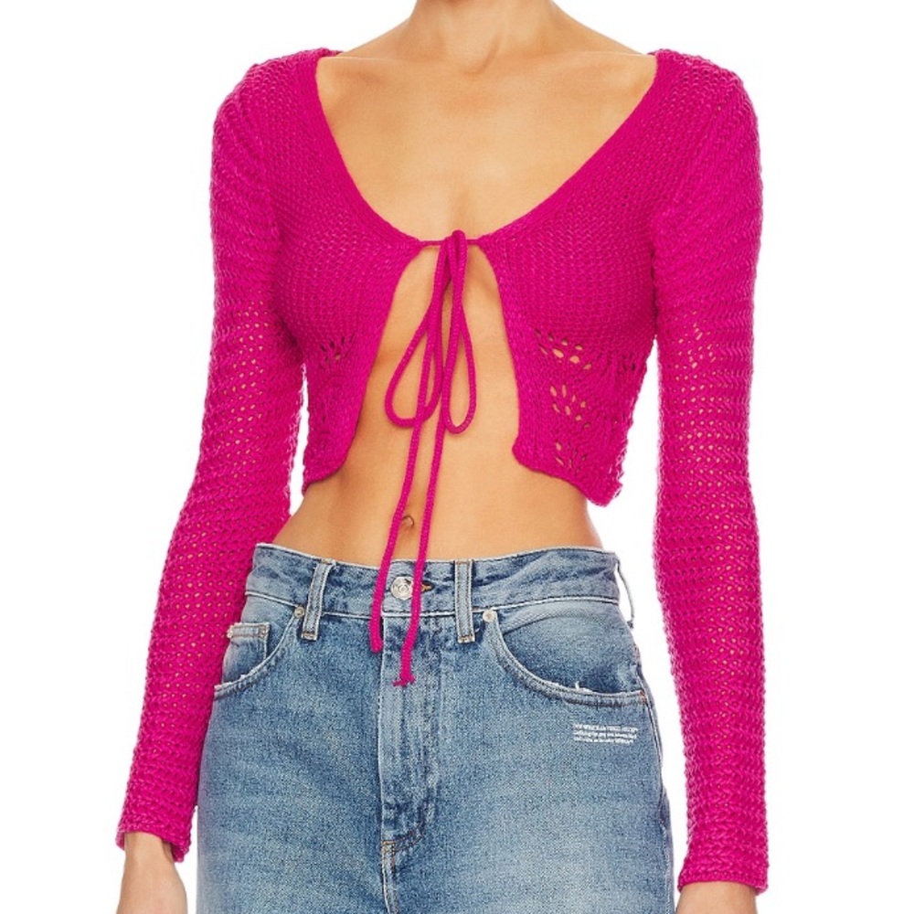 Revolve More to Come Aylin Crochet Top in Hot Pink